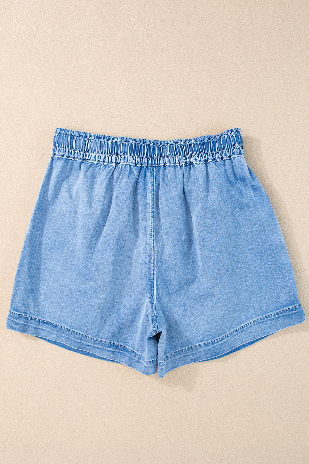 Beau Blue Casual Chambray Drawstring Shorts