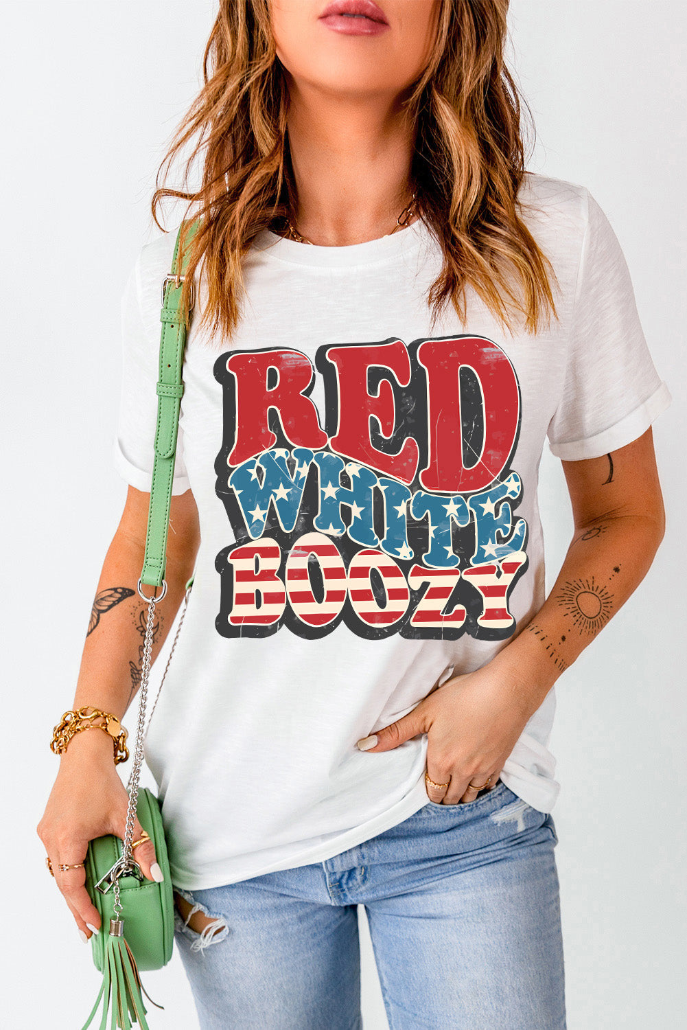 Red and White Booze 4th of July Club Shirt