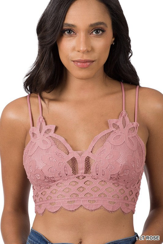 Crochet Lace Bralette with Bra Pads