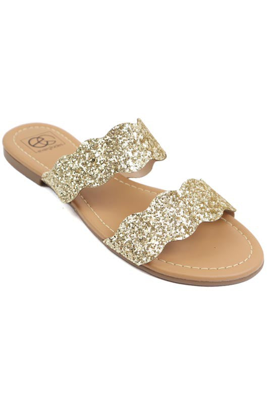 Scalloped two band  sandal