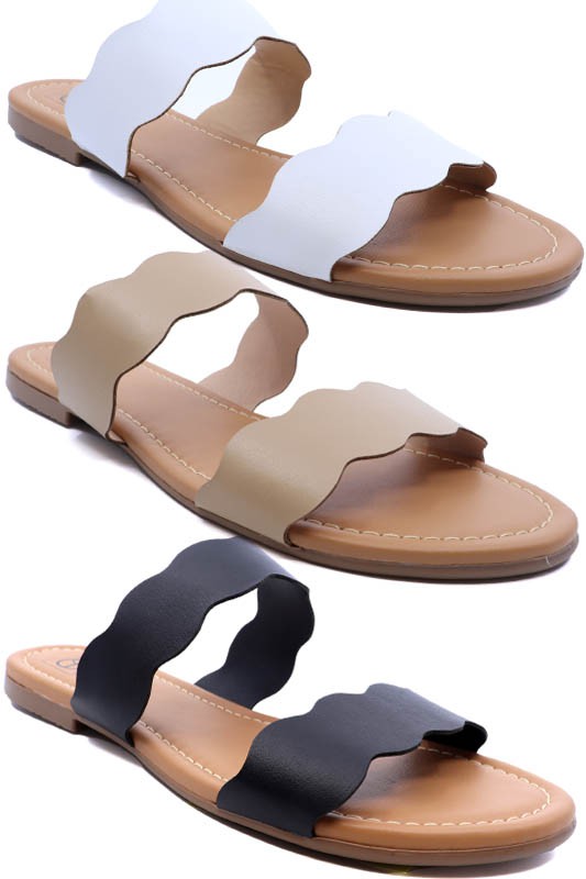 Scalloped two band  sandal