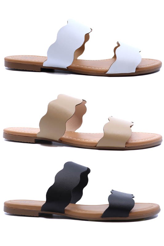 Scalloped two band  sandal