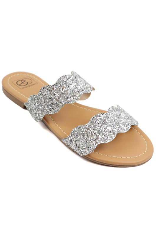 Scalloped two band  sandal