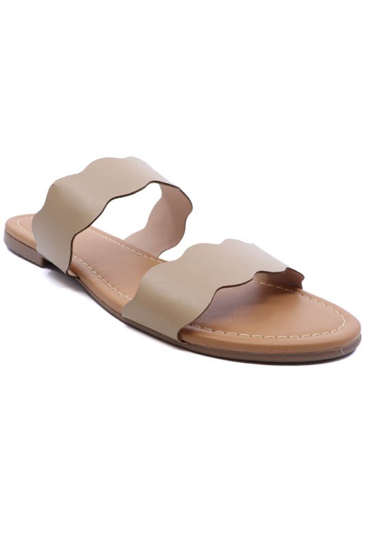 Scalloped two band  sandal