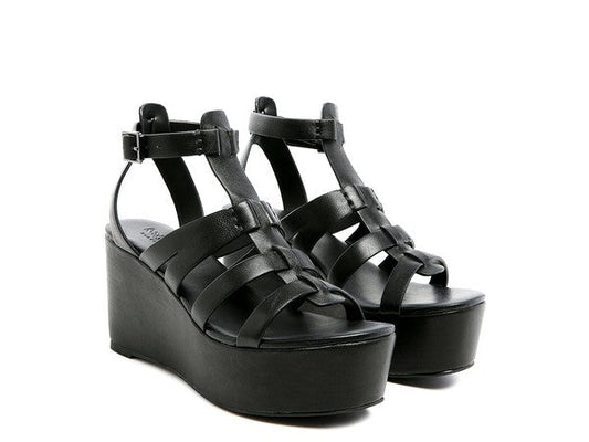 Windrush Cage Wedge Leather Sandals