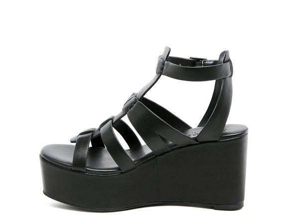 Windrush Cage Wedge Leather Sandals