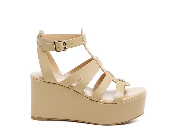 Windrush Cage Wedge Leather Sandals