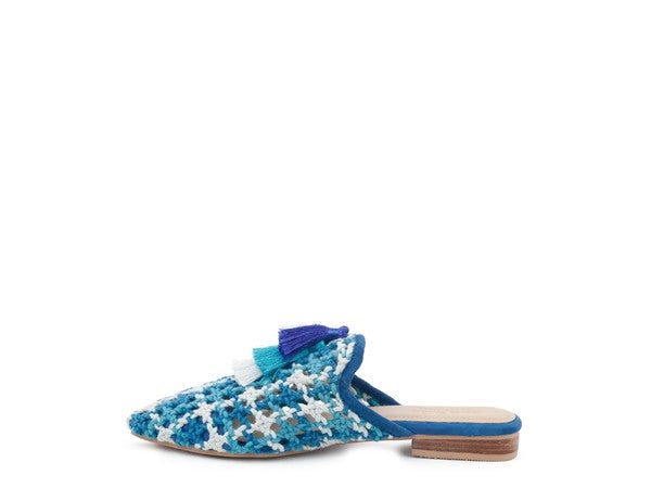 London Rag  Mariana Woven Flat Mules With Tassels