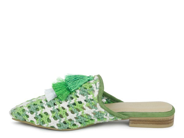 London Rag  Mariana Woven Flat Mules With Tassels