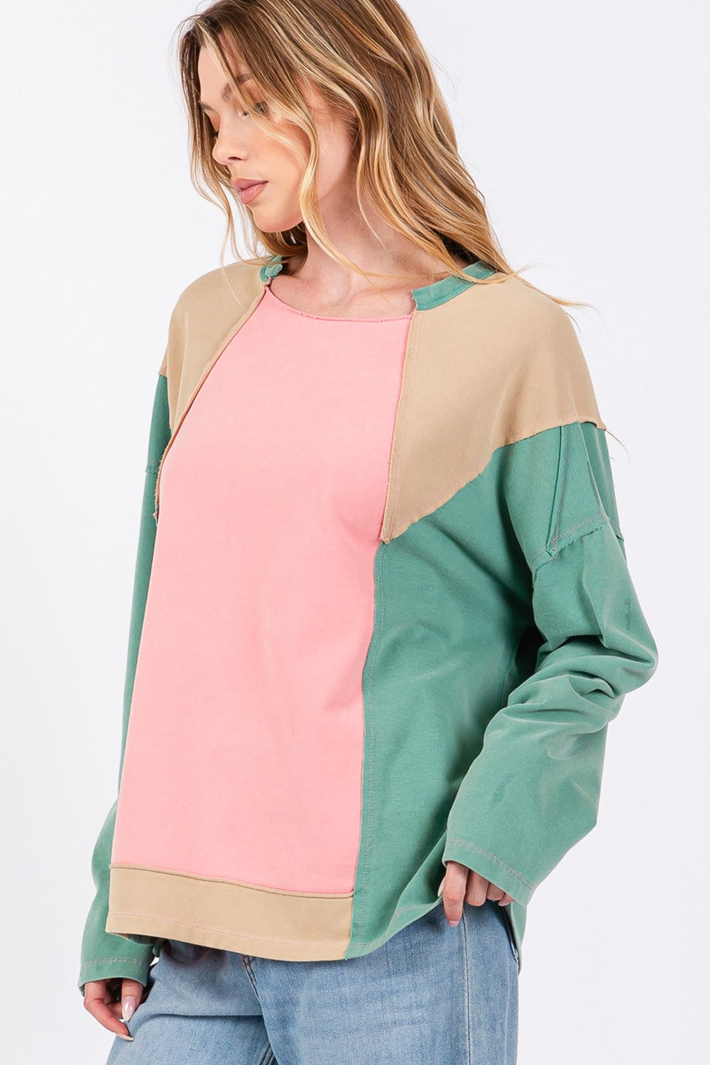 Color Block Long Sleeve Top