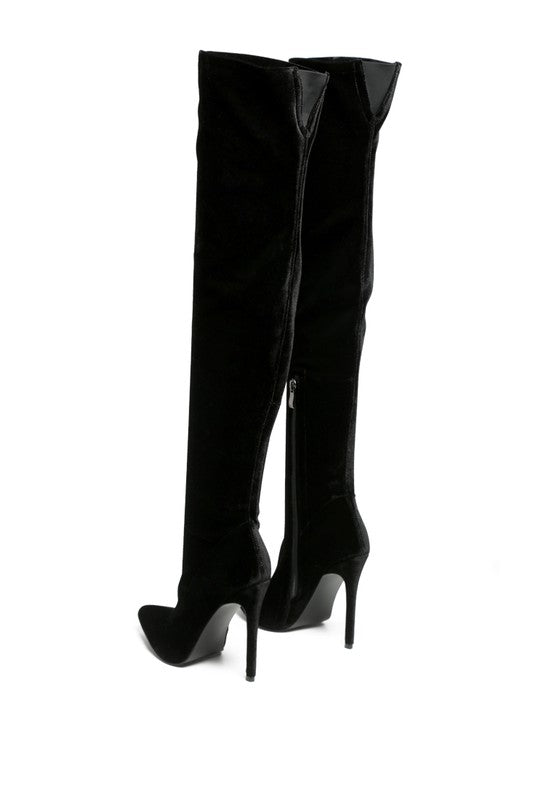 Faux Suede Over The Knee Stiletto Boots