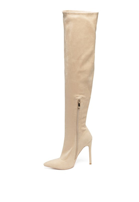 Faux Suede Over The Knee Stiletto Boots