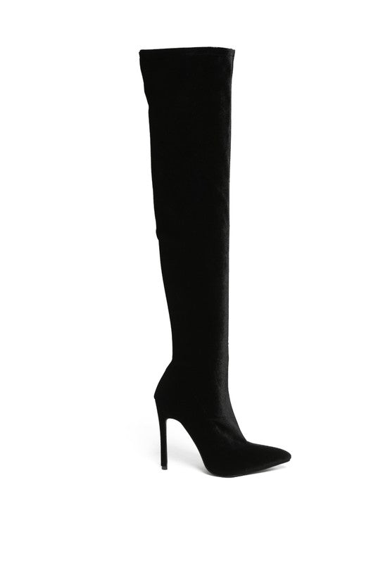 Faux Suede Over The Knee Stiletto Boots