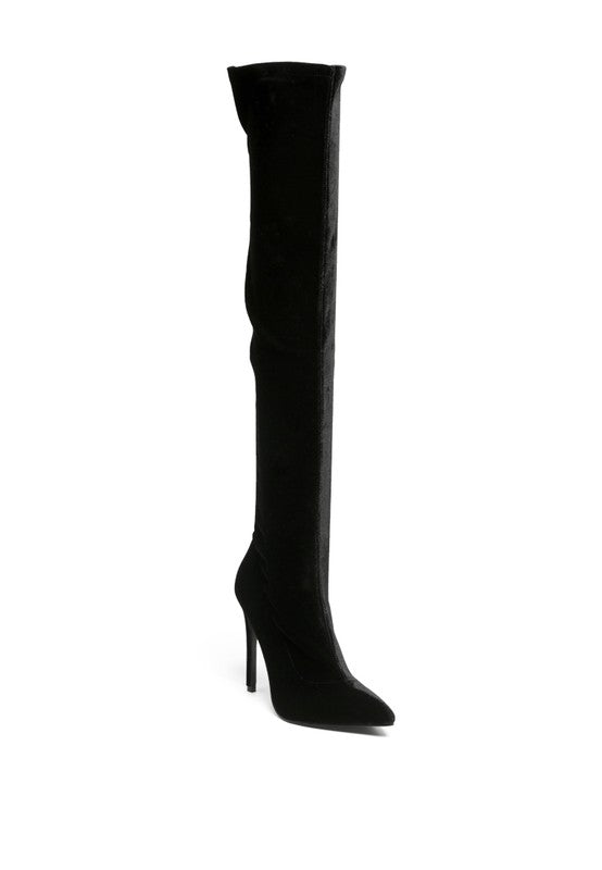 Faux Suede Over The Knee Stiletto Boots