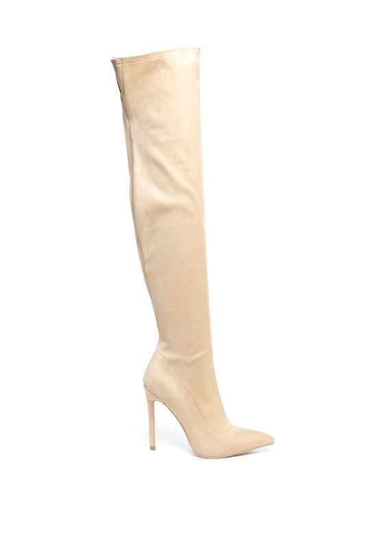 Faux Suede Over The Knee Stiletto Boots