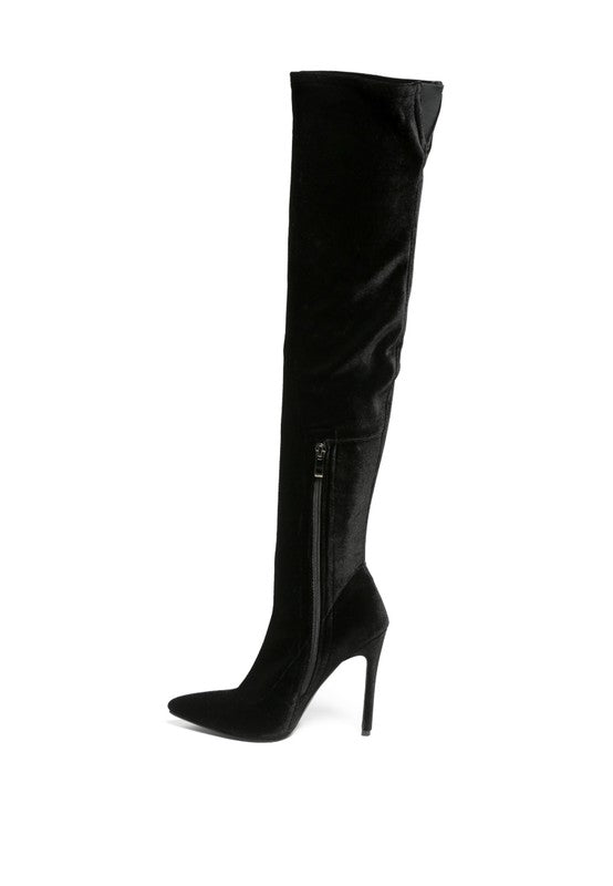 Faux Suede Over The Knee Stiletto Boots