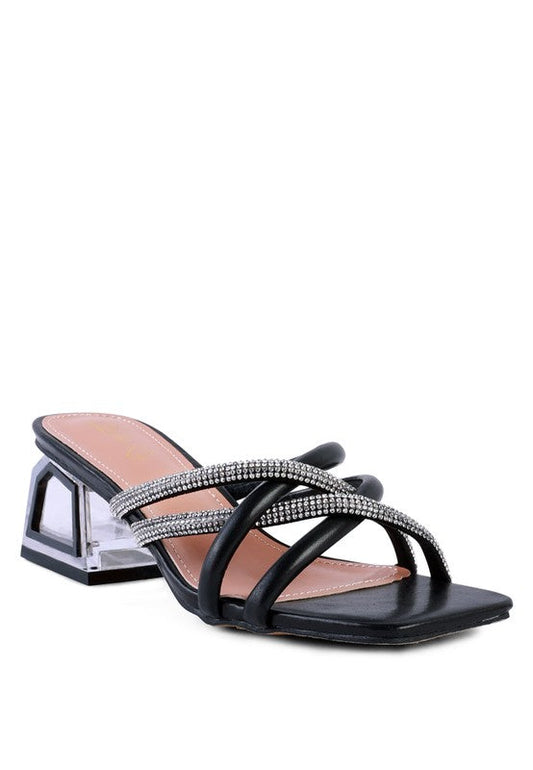 Parisian Cut Out Heel Diamante Sandals