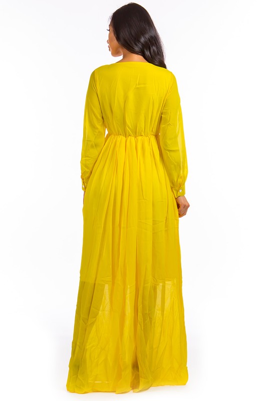 Yellow Maxi Long Sleeve Maxi Dress