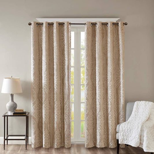 Jacquard Damask (Max Blackout) Window Curtain, Champagne 108"