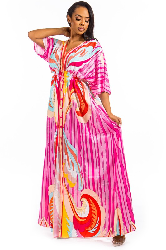 Floral Pink Print Maxi Dress