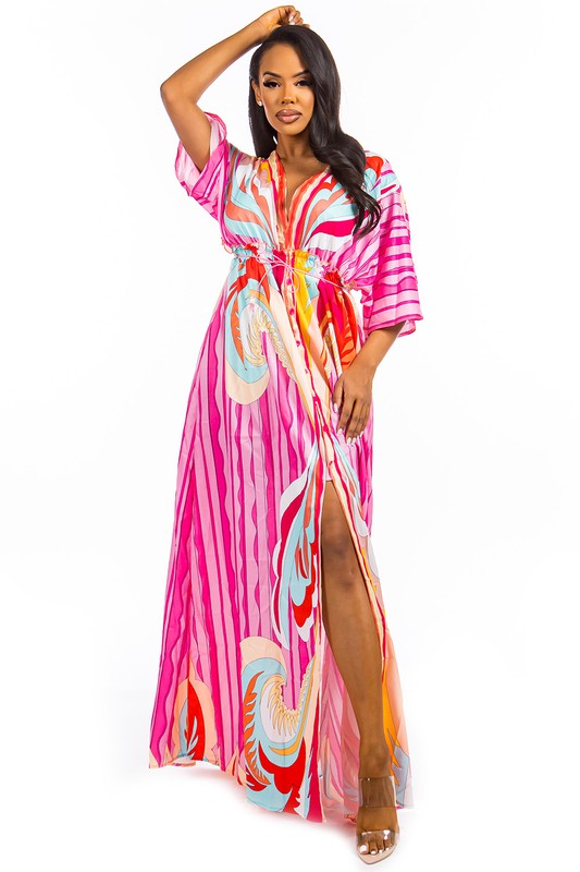 Floral Pink Print Maxi Dress