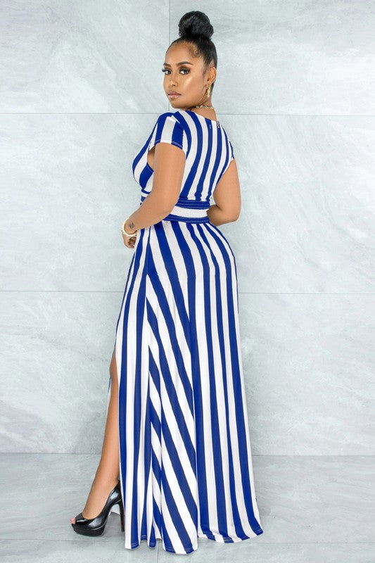 Blue Striped Maxi Dress