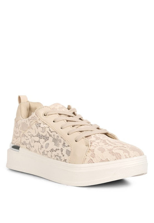 Flakes Lace Detail Low Platform Sneakers