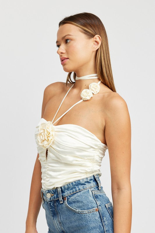 ROSETTE HALTER TUBE TOP