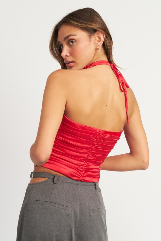 ROSETTE HALTER TUBE TOP