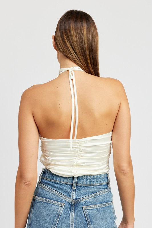 ROSETTE HALTER TUBE TOP