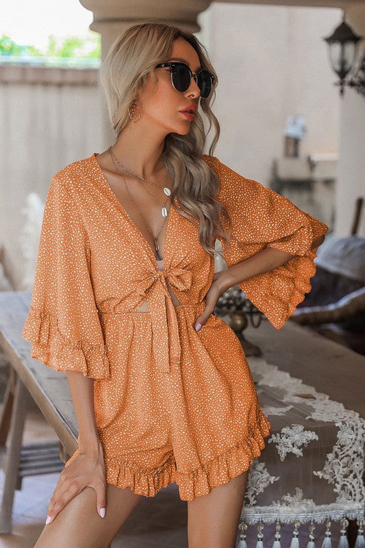 Ruffled trim Romper