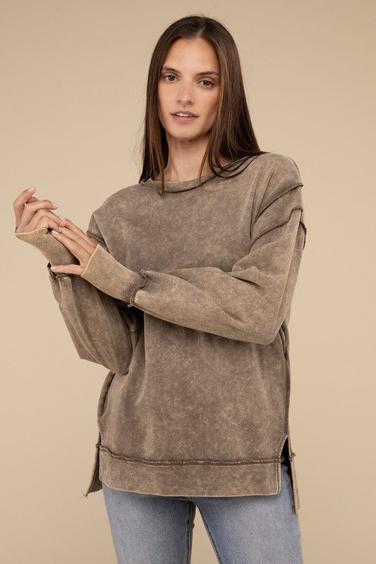 Womens French Terry Exposed-Seam Sweatshirt