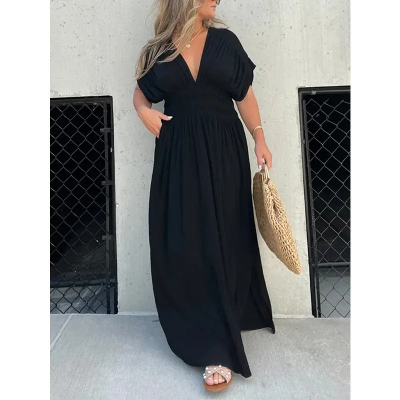 Ivory Casual Long Slit Maxi Dress