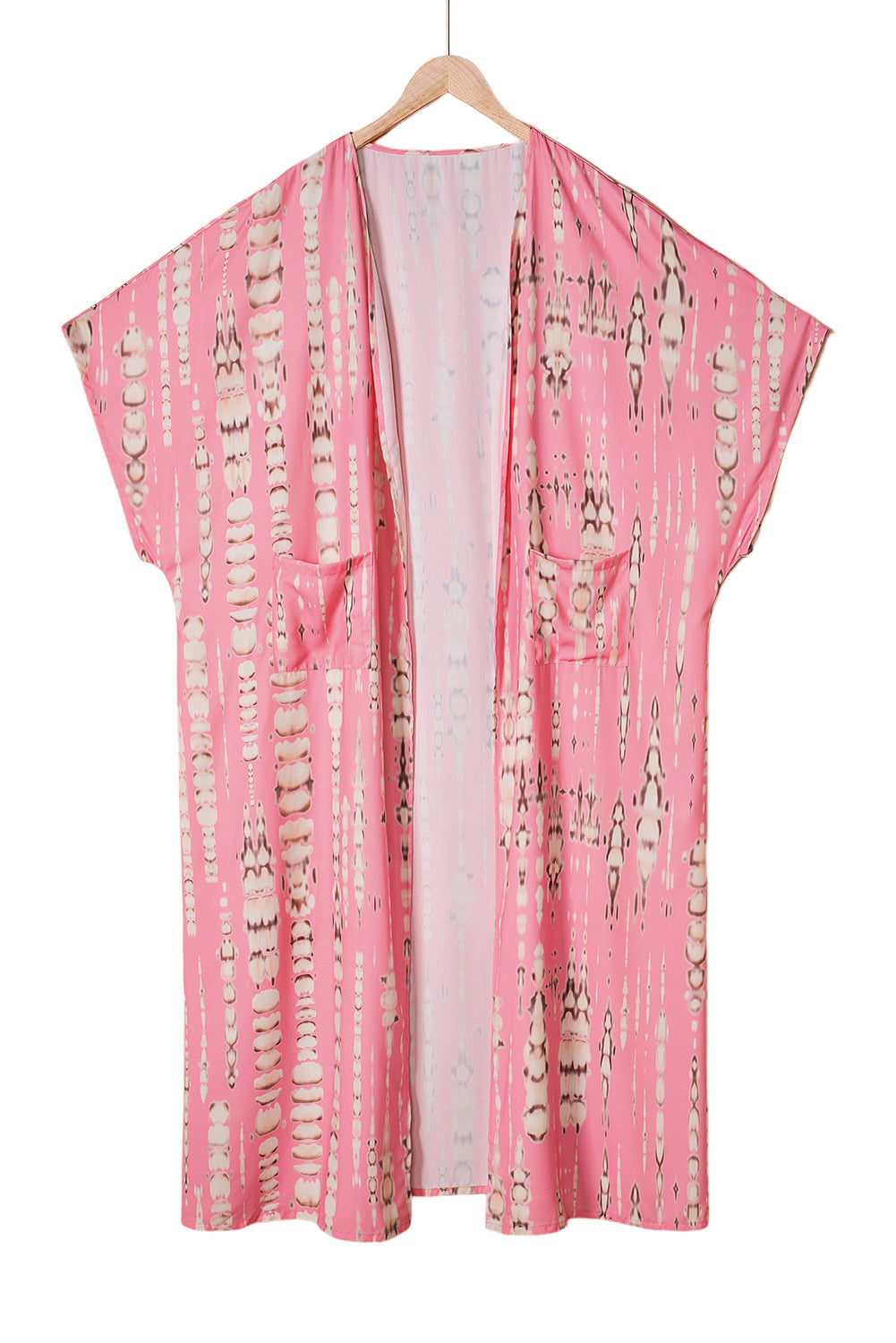 Pink Bohemian Tie Dye Oversize Long Kimono