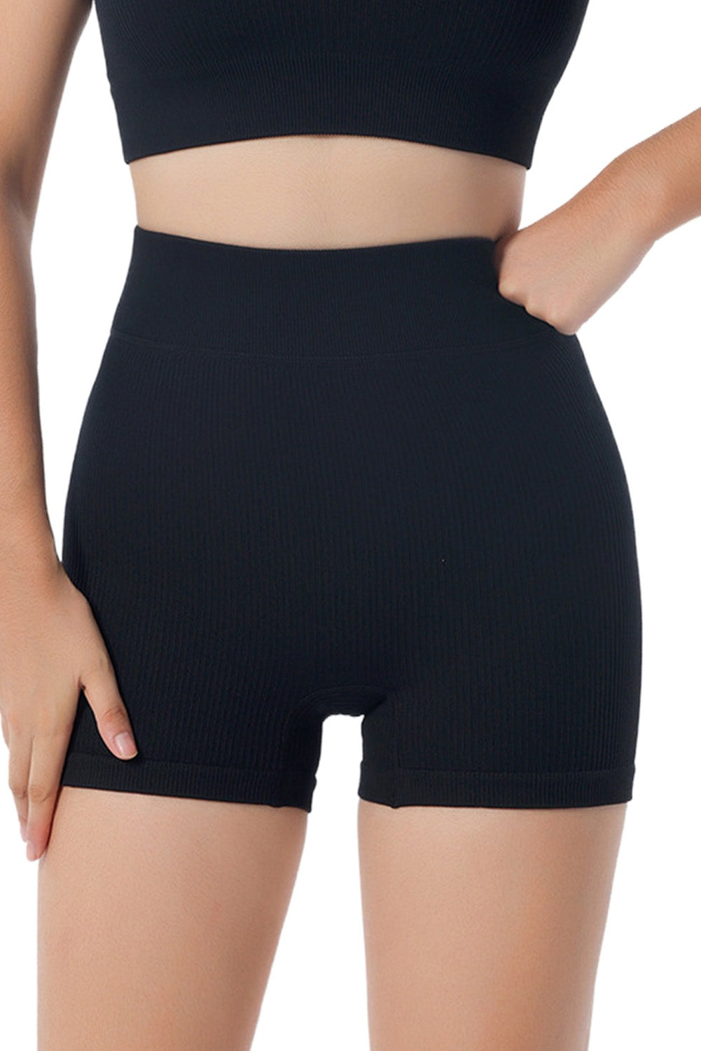 Black Peach Hip Fitness Yoga Shorts