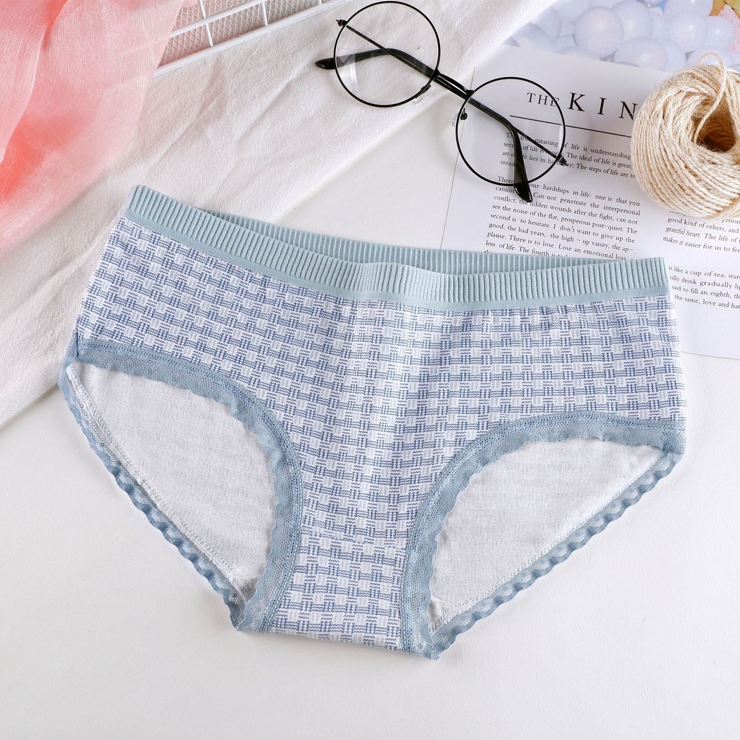 Plaid Printed Cotton Period Underwear For Women (4 PACK)