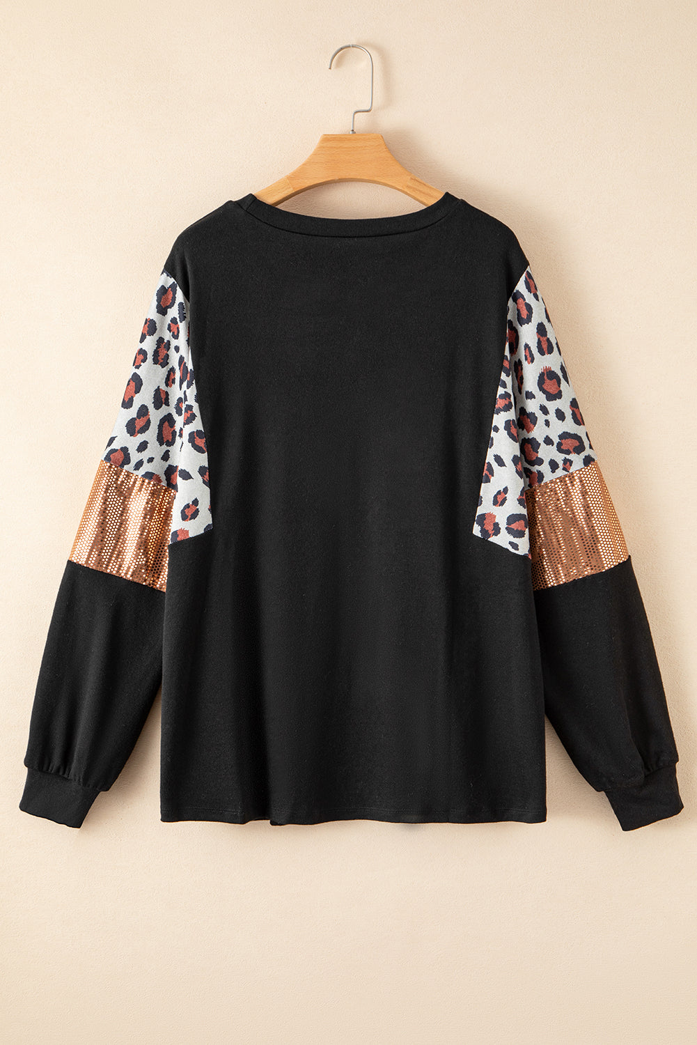 Plus Size Women Black Leopard Print Sweatshirt