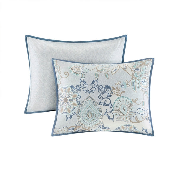 Boho Botanical Comforter Set, Blue