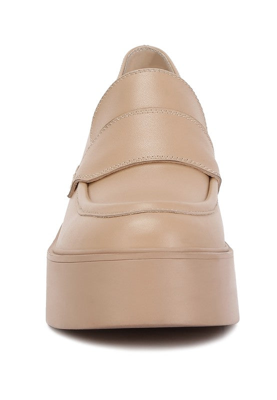 Elspeth Heeled Platform Leather Loafers