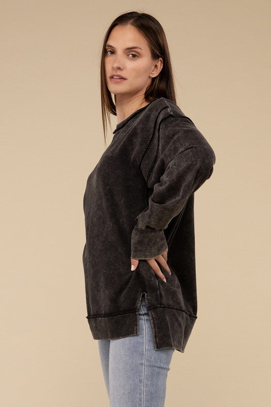 Womens French Terry Exposed-Seam Sweatshirt