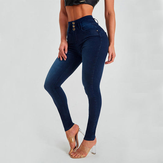 Women's High Waist Skinny Jeans Trousers