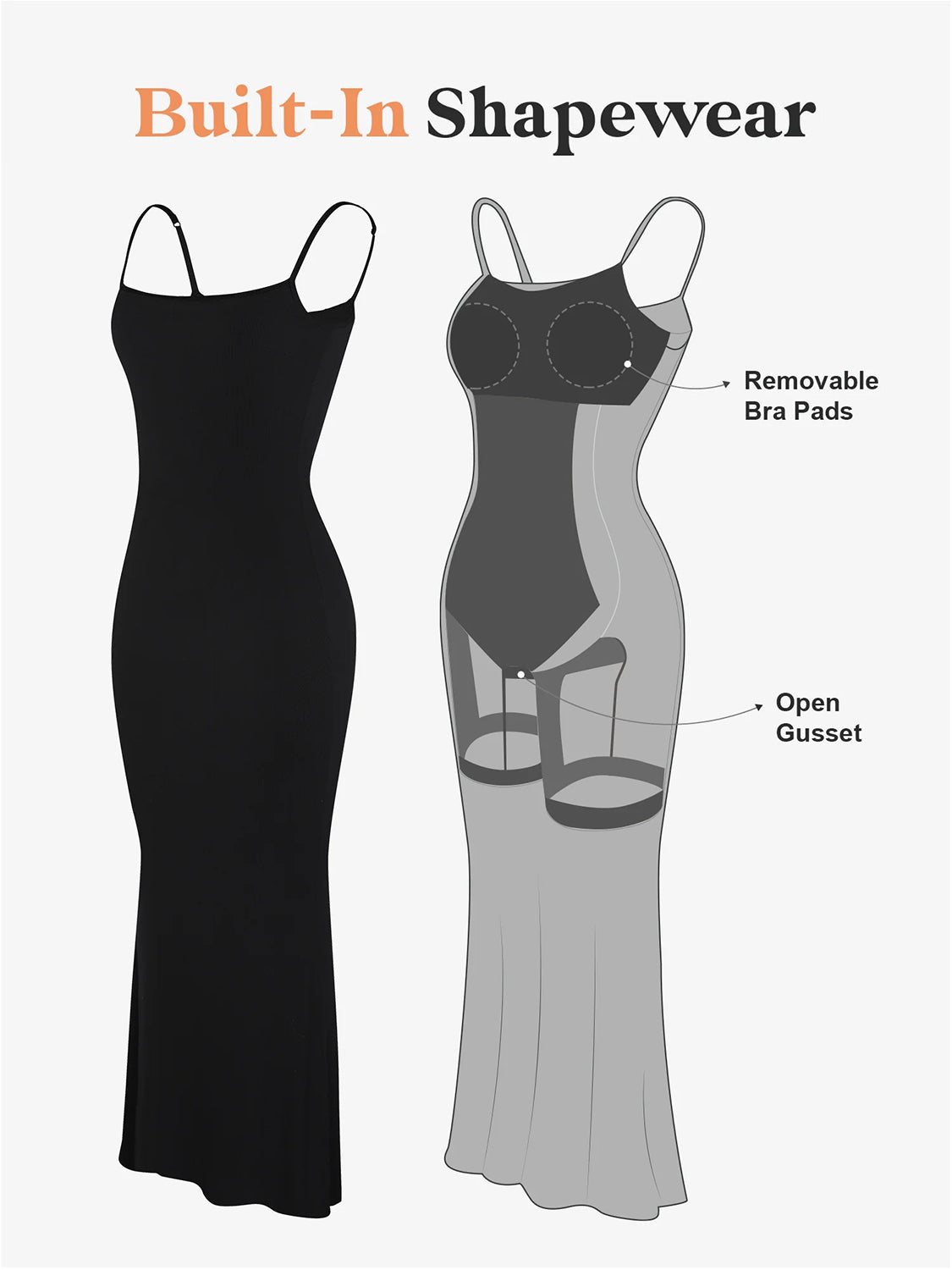 Ladies Built-In Shapewear Sleeveless Maxi Dress