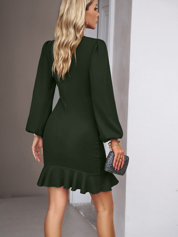 Women's Fishtail Dress Dress Long Puff Sleeves