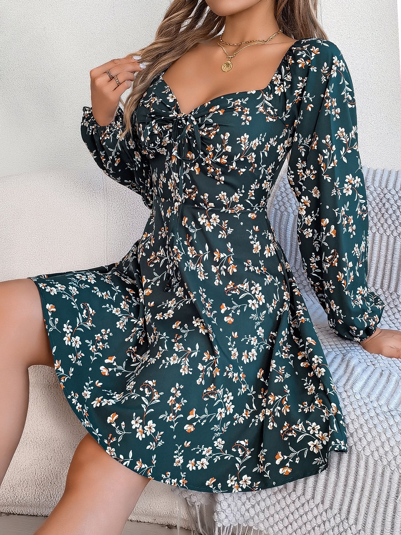 Women's Casual Floral Print Bardot Dress