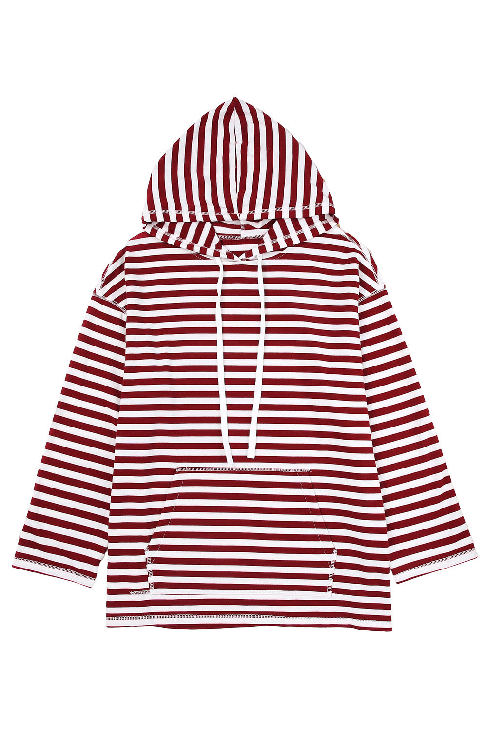 Women's Burgundy Stripe Pullover Hoodie