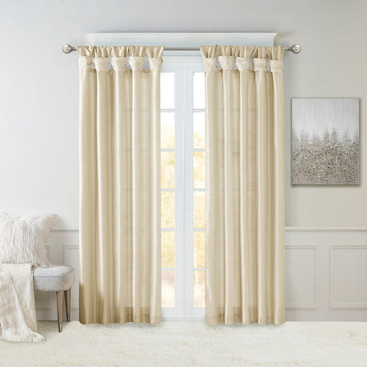 Twist Tab Silky Window Curtain with Blackout, Champagne 50 x84"