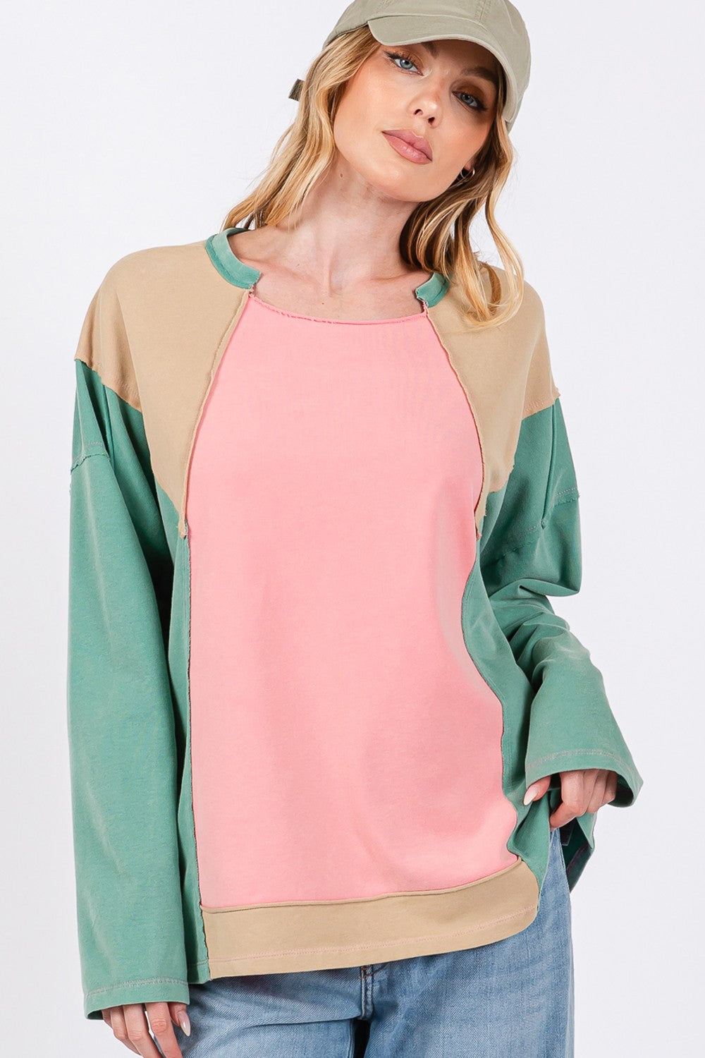 Color Block Long Sleeve Top