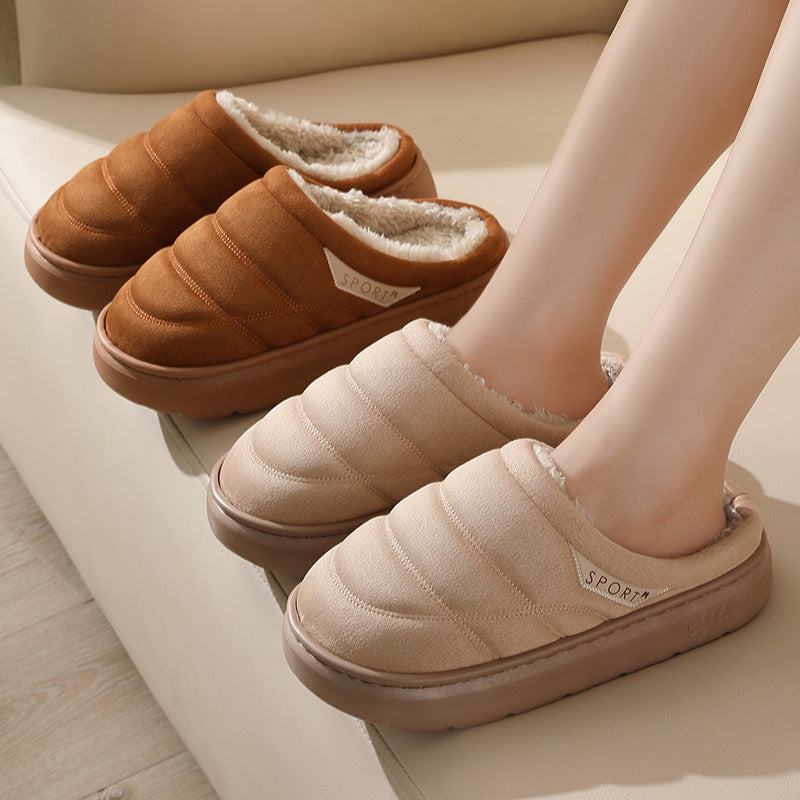 Cozy Warm-lined Plush Suede Slippers