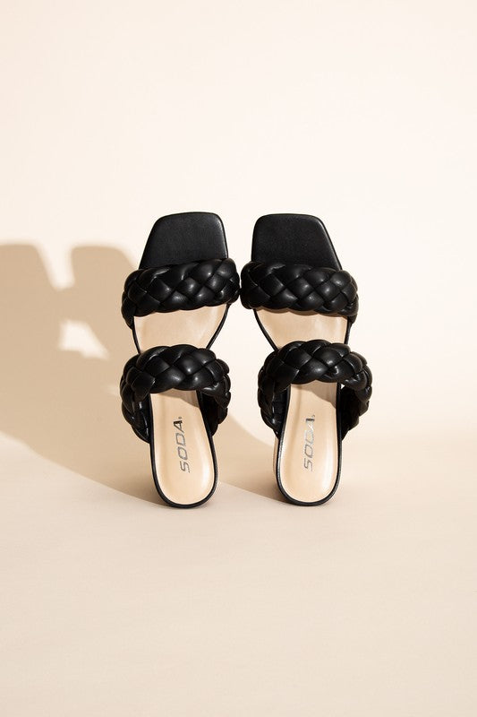 Braided Stras Mule Heels