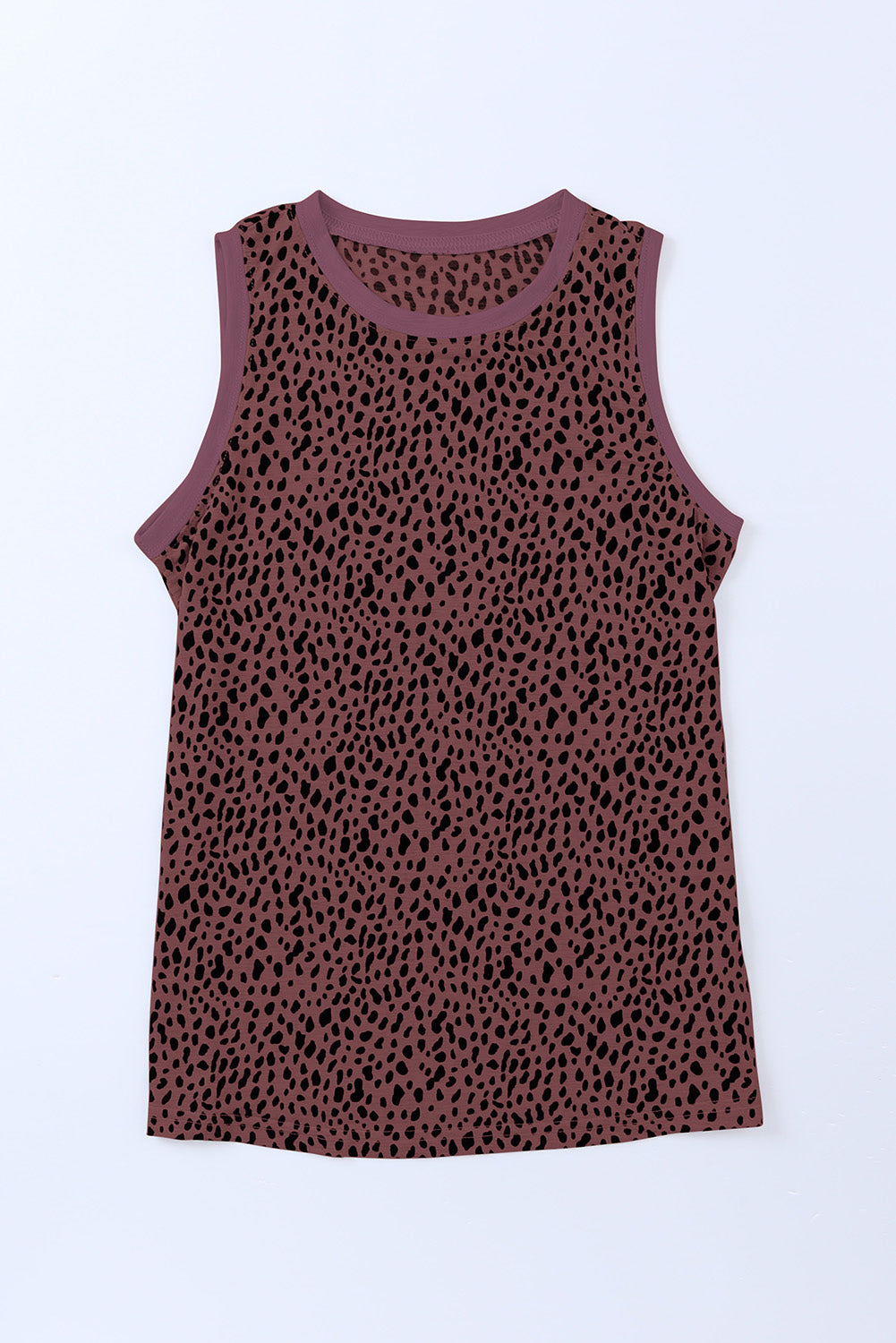 Fiery Red Leopard Print Round Neck Tank Top